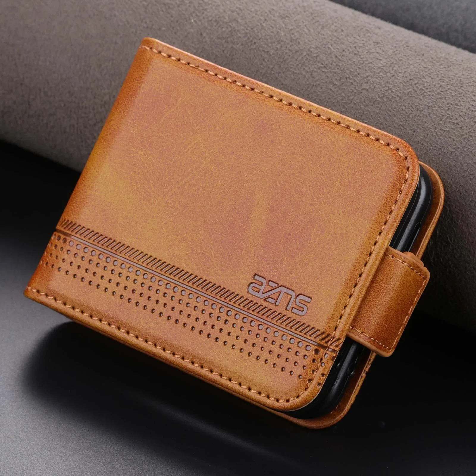Leather Wallet Phone Case with Card Holder & Kickstand - Shockproof Back Cover