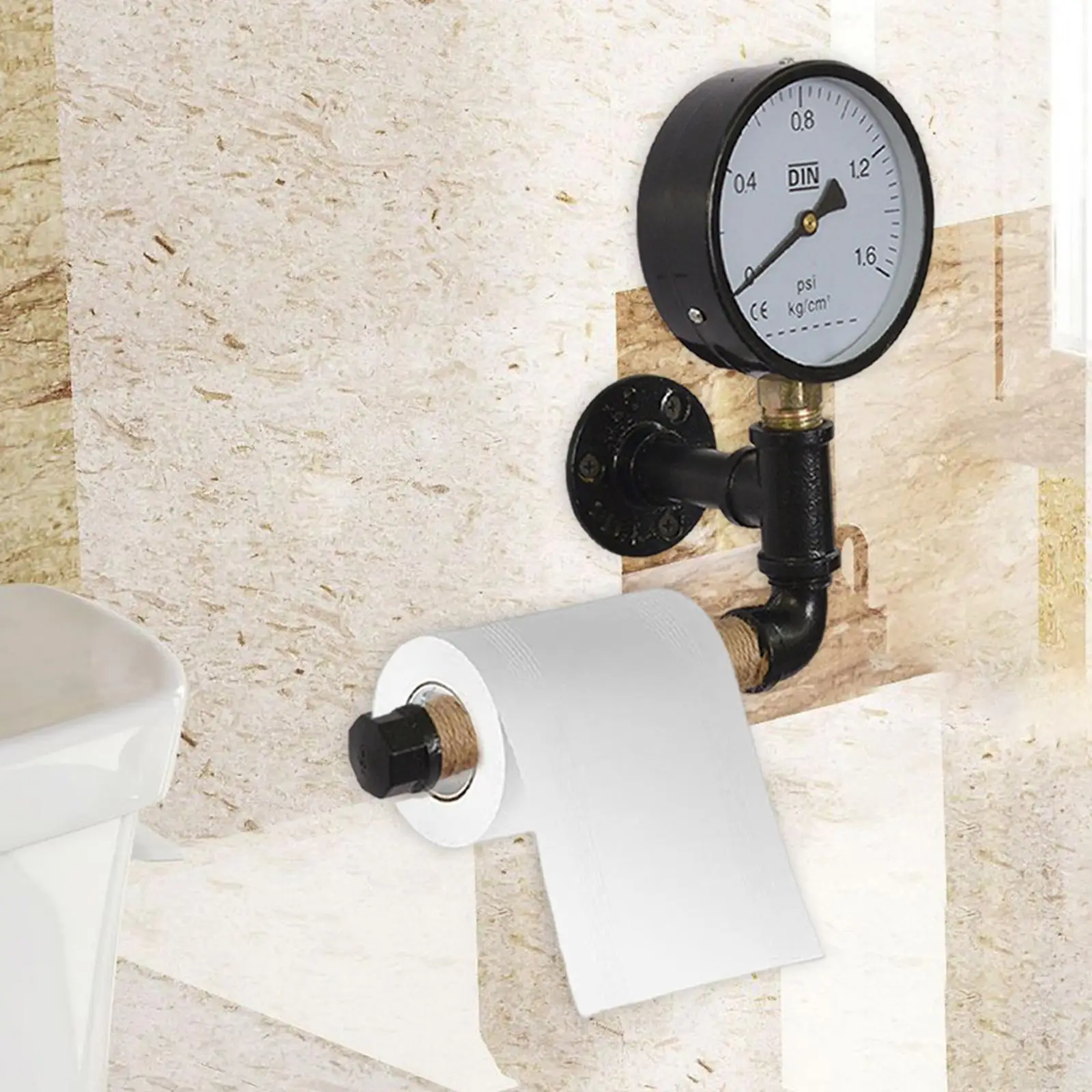 Vintage Toilet Paper Roll Holder Rustproof Industrial Toilet Paper Holder for Washroom 2