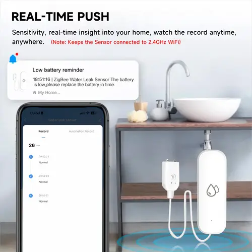 Tuya WiFi/ZigBee Water Sensor Leakage Alarm Flood Leak Detector Smart Home APP Remote Control Smart Home Security Protection - Image 6
