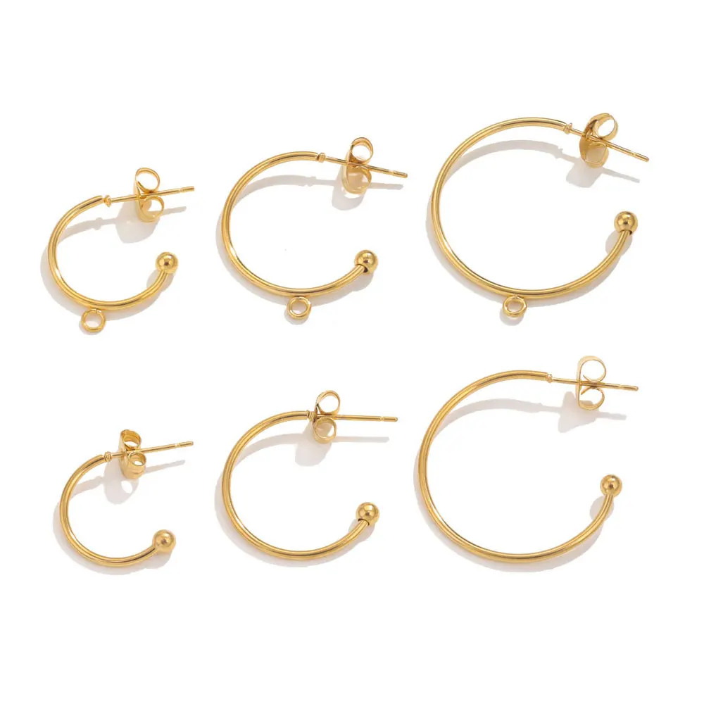 10 stücke Edelstahl C Form Ohrring Ball Perlen Schweißen Nadel Ohr Haken DIY Ohrringe Schmuck Machen Ohrring Basis Zubehör – Detail 1