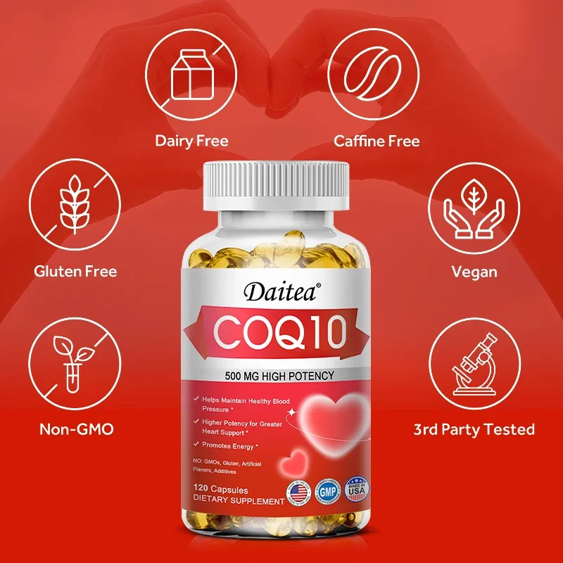 CoQ10 500 mg Softgels Ultra High Absorption CoQ10 Supplement Antioxidant Supplement Vascular Heart Health