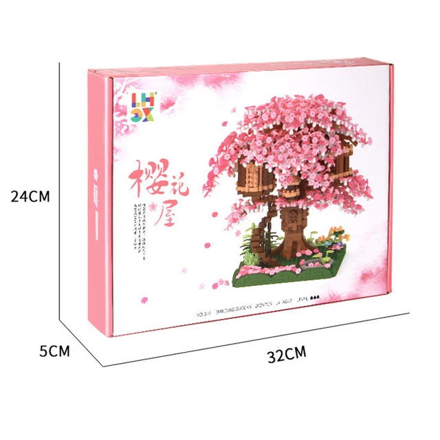 2138 pçs mini sakura árvore casa construir bloco cidade rua vista cerejeira  modelo bouquet blocos de construção brinquedos crianças presentes diy -  AliExpress