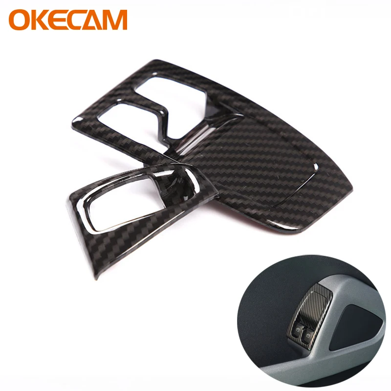 2Pcs Carbon Fiber Style Car Window Glass Lifting Buttons Frame For Benz Smart Fortwo 451 2009 2010 2011 2012 2013 2014 Abs