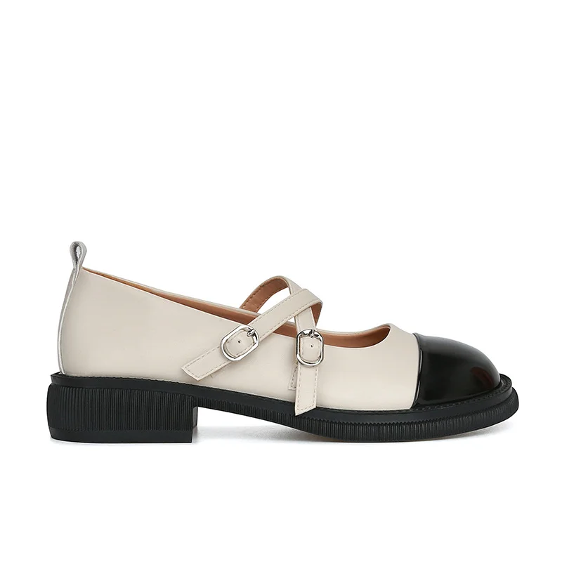 Retro Mary Jane shoes women's 2022 new cross thick heel thick bottom color matching small leather shoes Platform Woman Shoes