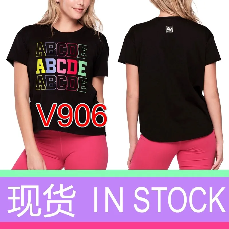 

ABCDE Exclusive Fitness Wear Athleisure Sports Dancing Group Cotton Short Sleeve T-Shirt Top New V 906