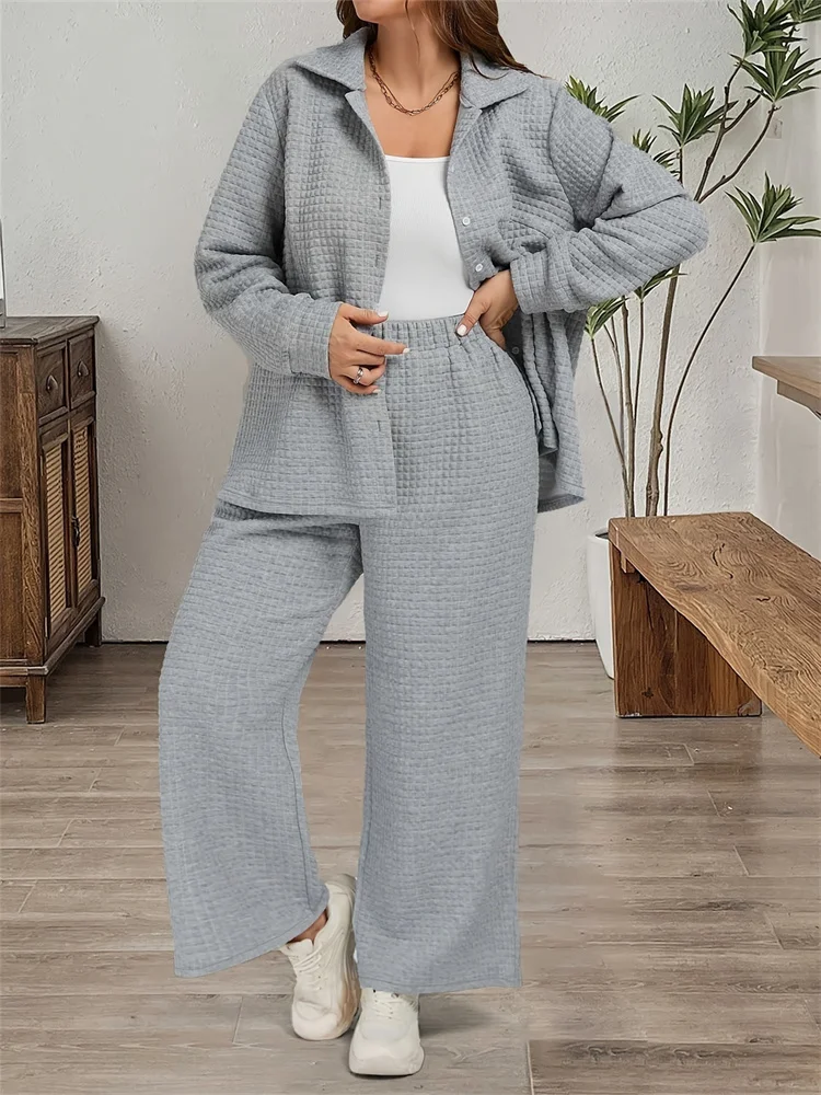 Wmstar Pants Sets Wholesale Plus Size Casual Comfortable Loose Two Piece Set Zipper Top and Pants Matching Dropshopping
