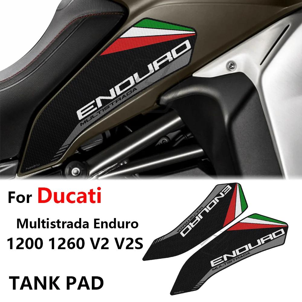 For Ducati Multistrada Enduro 1200 1260 V2 V2S Tank Grip Traction Pad Side Tank Pad Protection Knee Grip Mat Tank Rubber Sticker