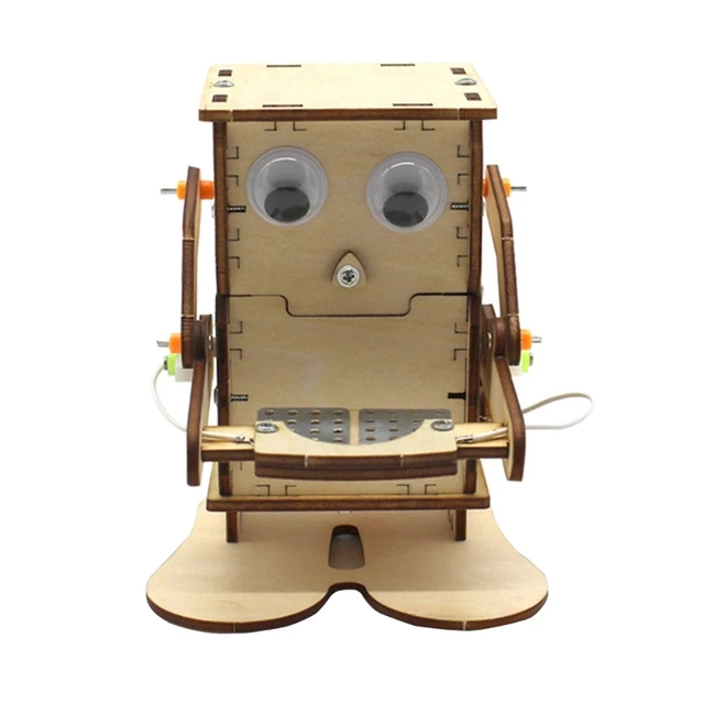 Stem Project For Kid DIY Crafts Robot Eat Coins Bank Mechanical Model