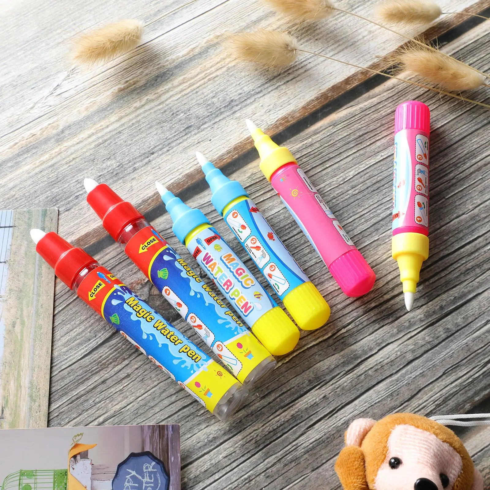 6pcs Magical Water Drawing Pen Kid Painting Water Writing Mat Pen Doodle Pens Replacement Tool Education for Kids water drawing pen