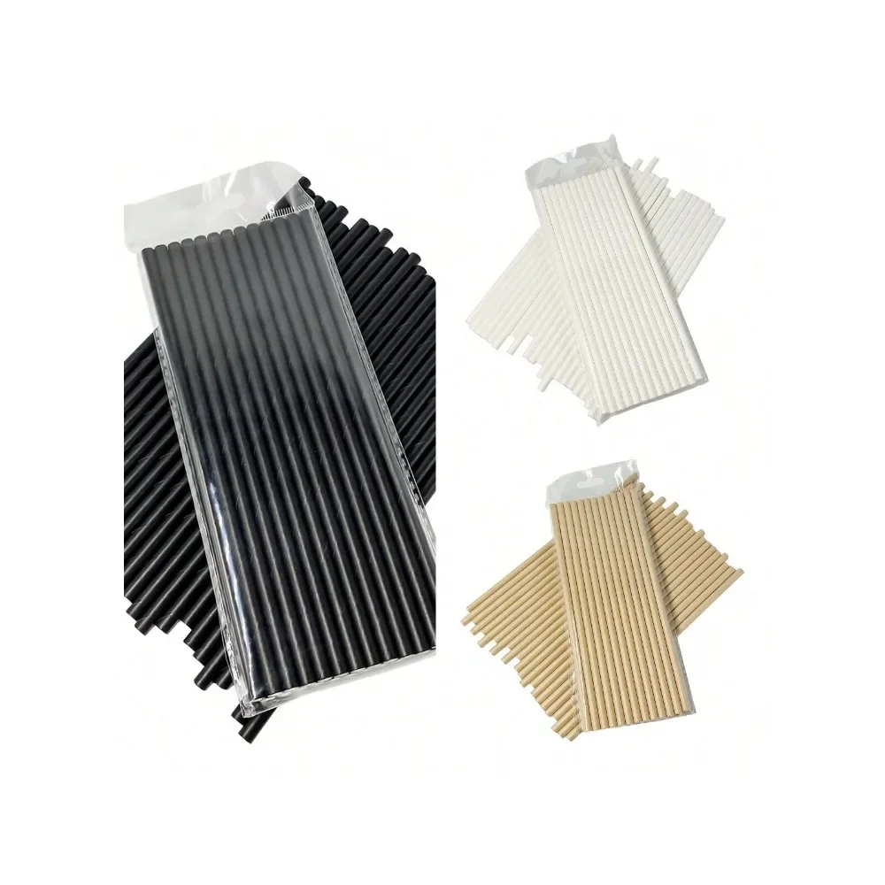 50pcs Disposable Solid Color Paper Straws White Black Kraft Brown Suitable for Restaurants Cocktails Bars Birthdays Weddings