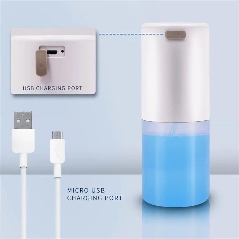 

350ml Automatic Soap Dispensers Foam Spray Gel Bathroom Smart Washing Hand Machine With USB Charging High Quality ABS Material