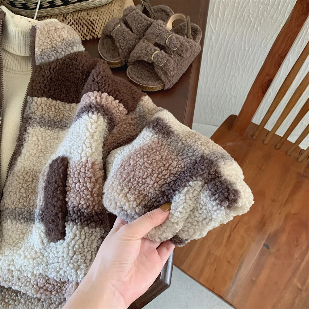 Autumn Winter Korean Children Boy Woolen Coat Cotton Fleece Thick Baby Boy Jacket Loose Patchwork Handsome Infant Boys Coat