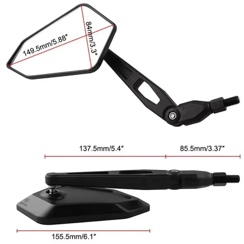 Specchietti universali per manubrio bici da 22 mm Specchietto retrovisore moto HD grandangolare e 360 ° Specchietto retrovisore rotante per moto - immagine 2