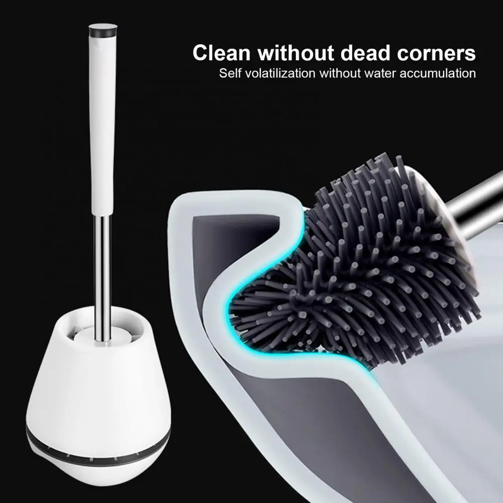 

Supplies Toilet Brush Set with Long Handle Fine Bristles Base Holder Effective Stain Removal Tool for Bathroom Floors Non-slip