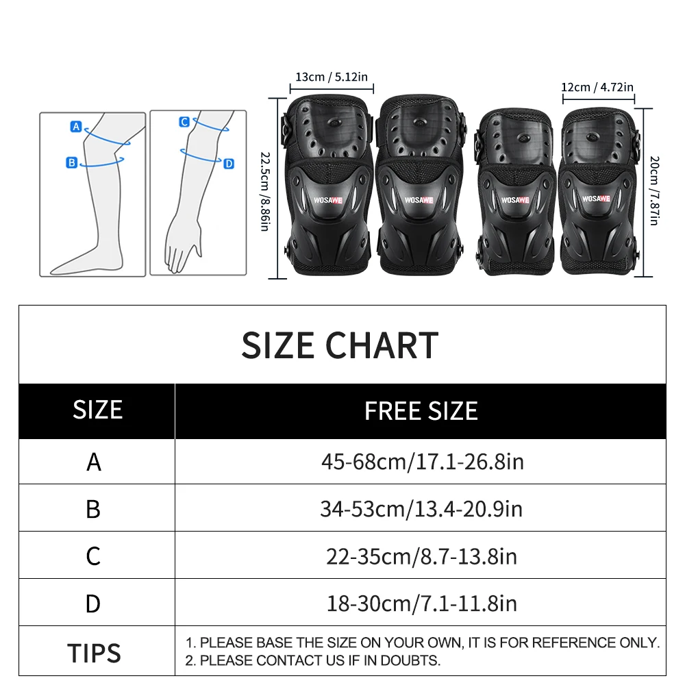 WOSAWE Motorcycle Knee Protector Bicycle Kneeling Cycling Bike Racing Tactical Skate Protective Knee Pads and Guard Elbow Pad