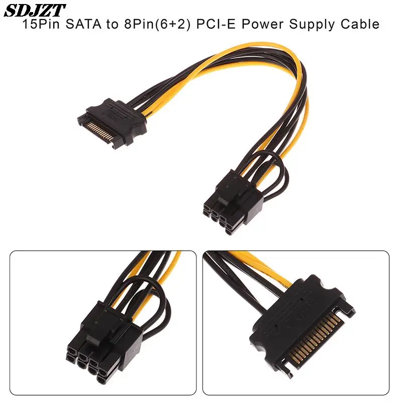 Adattatore Dual SATA 15 Pin A ATX 8 Pin (6+2) Cavo GPU 22 Cm - Confezione Da 2