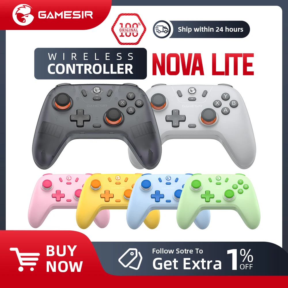 GameSir T4 Nova Lite Wireless Bluetooth Controller with Hall Effect - Vibrant New Color