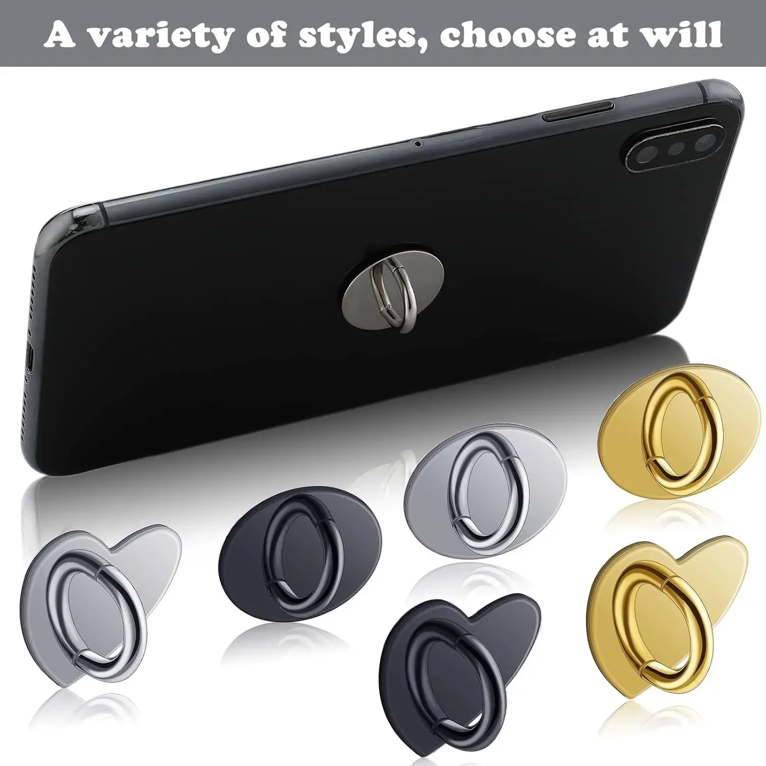 Heart Shaped Adhesive Phone Charm Hook and Metal Finger Grip Holder