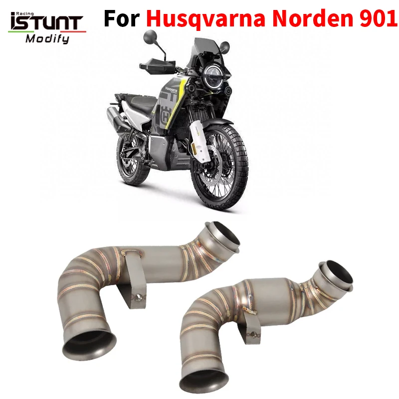 Slip On For Husqvarna Norden 901 Motorcycle Exhaust Stainless Steel Modify Middle Link Pipe Escape Moto Connect Original Muffler