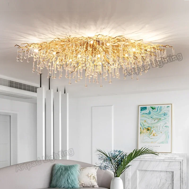 Modern Branch Crystal Chandeliers Gold Luxury Lighting Chandelier for Bedroom Dining Living Room Kitchen Light led chandelier,ceiling chandelier,art lighting fixtures