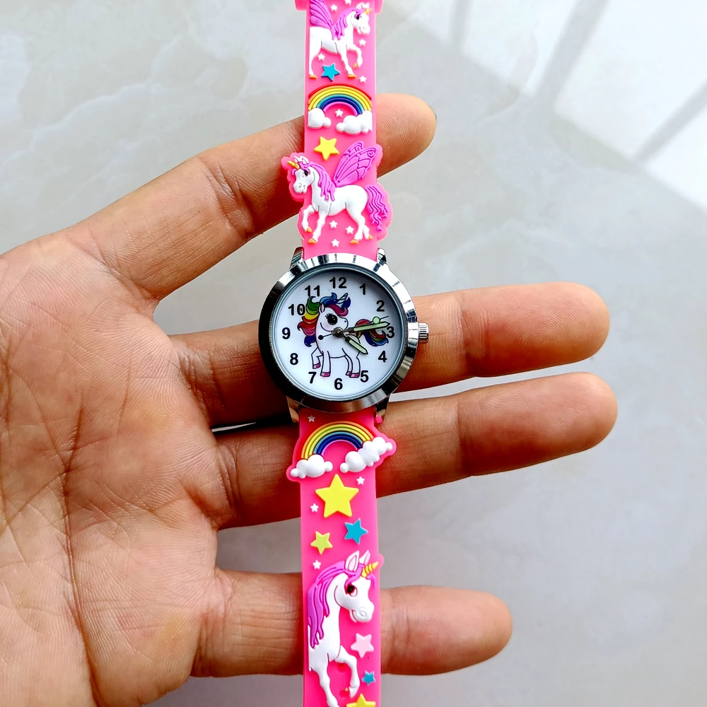 Kids Children's Day Girls Boys Students Butterfly Unicorn Dinosaur 3D Cartoon Silicone Birthday Party Gift Clock Quartz Watches 2
