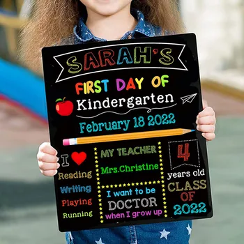 Lavagna per messaggi bifacciale con apertura scolastica Introduci il tuo nome/età/quadra per la scuola materna in età prescolare