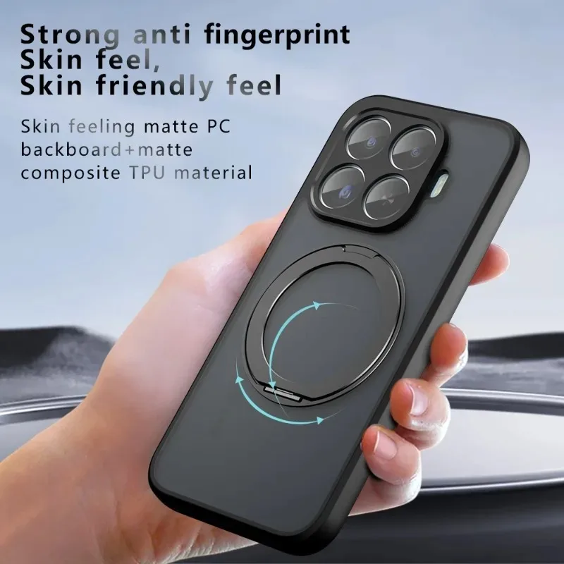Acrylic PC Case with Magnetic 360° Rotating Bracket Stand and Hard Shell Back Cover