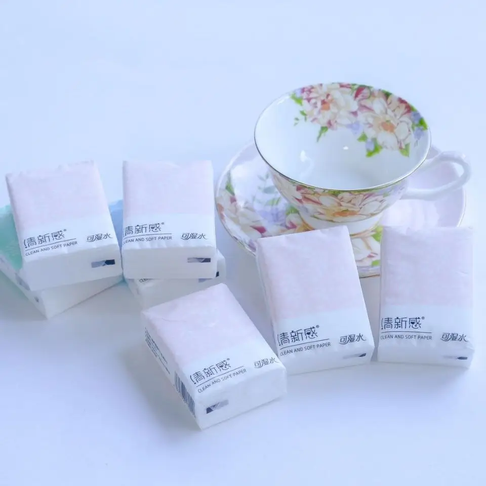 Handkerchief Tissue 10 Packs Small Bag 3-Layer Paper Napkin Facial Tissue Fragrance-Free Portable Mini Hand Towel Paper