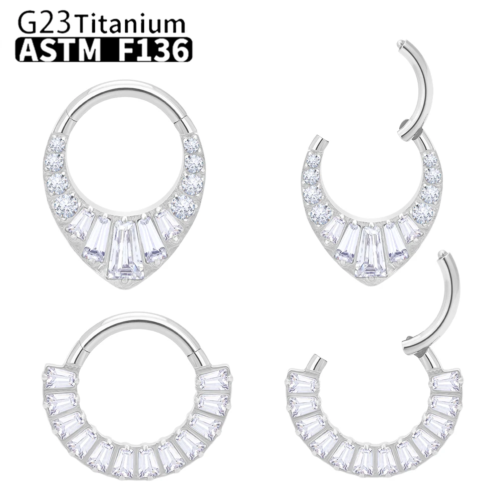 

G23 Titanium Luxury Nose Ring hoop Earrings For Women ASTM-F136 Body Zircon Jewelry Piercing 16 G Nasal Septum Cartilage