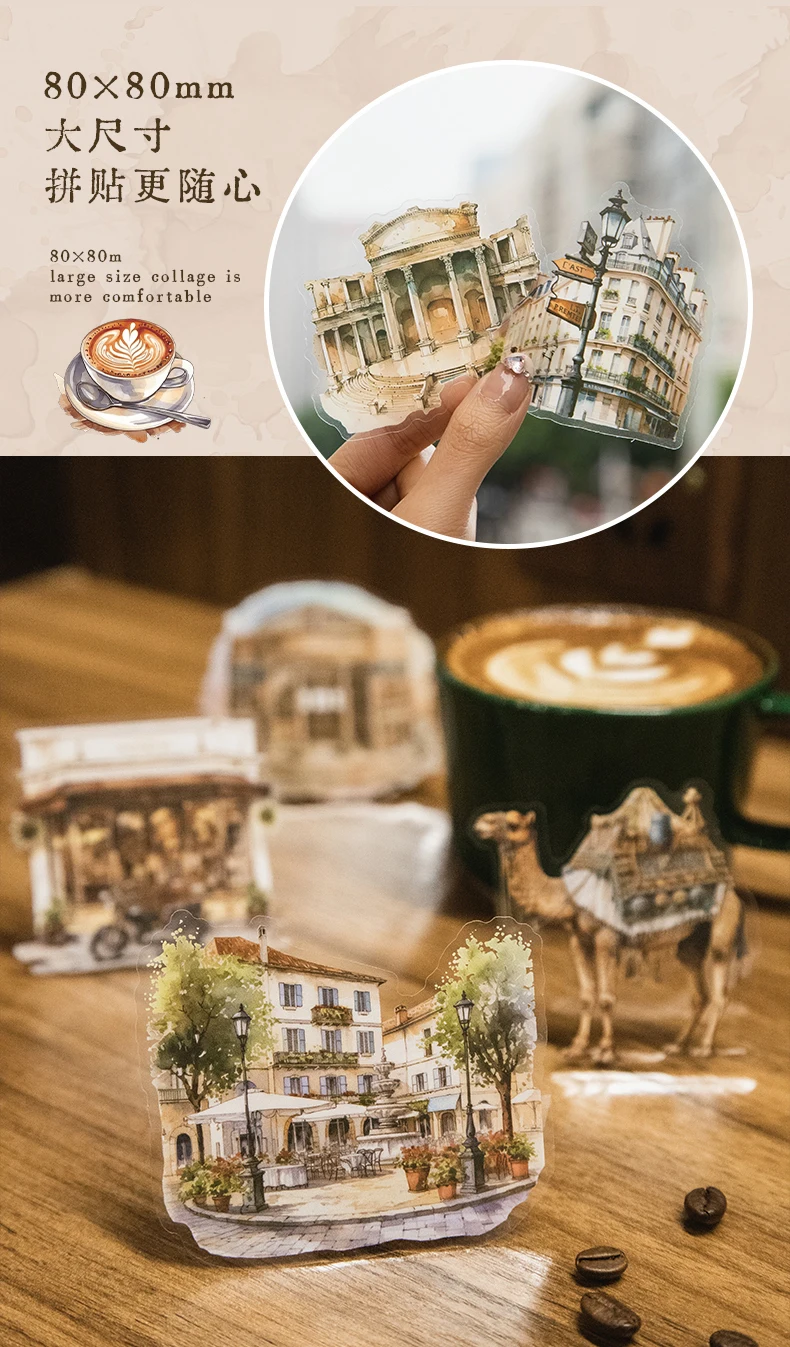 Yoofun 30 teile/los Retro-Architektur Reise gebäude szenische Orte historische Stätten Aufkleber Kaffee planer Scrap booking Dekor – Detail 4