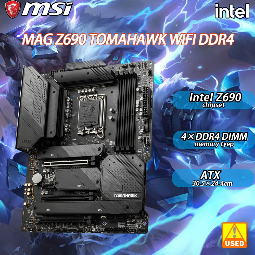 Scheda Madre Z690 Msi Mag Z690 Tomahawk Wifi Ddr4 Lga 1700 Ddr4 128Gb Pci-E 5.0 4 Chiavi In Mano M. 2 Atx Support Core I9-12900T Cpu