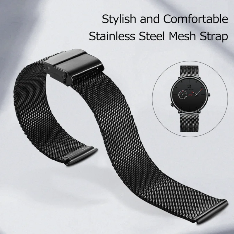 Watch For Men Ultra-thin Simple Fashionable Dual Time Zone Luminous Waterproof Stainless Steel Mesh Strap Quartz Watch Men Clock