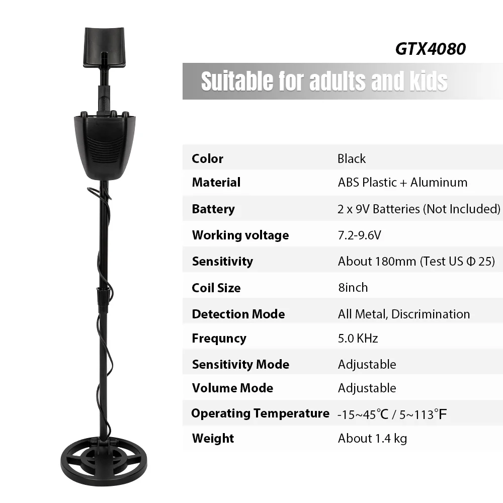GTX4080 Underground Metal Detector Gold Detector Pinpointing Metal Treasure Hunter Professional Gold Finder 8 Inch S