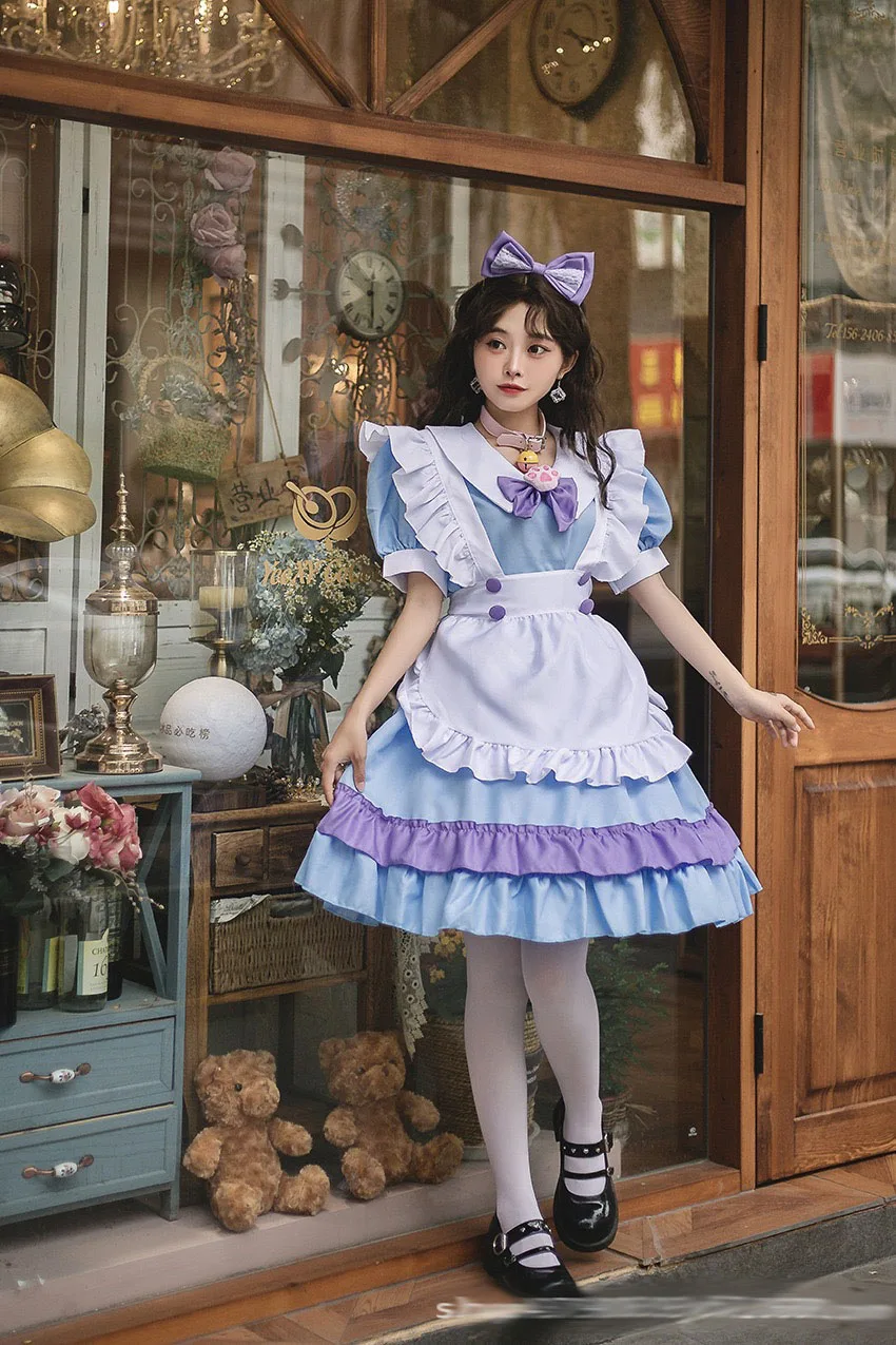Sweet Cosplay Maid Costume Dress Anime Kawaii Dress Women Lolita Cute Princess Schoolgirl Maid Outfits Plus Size Cos