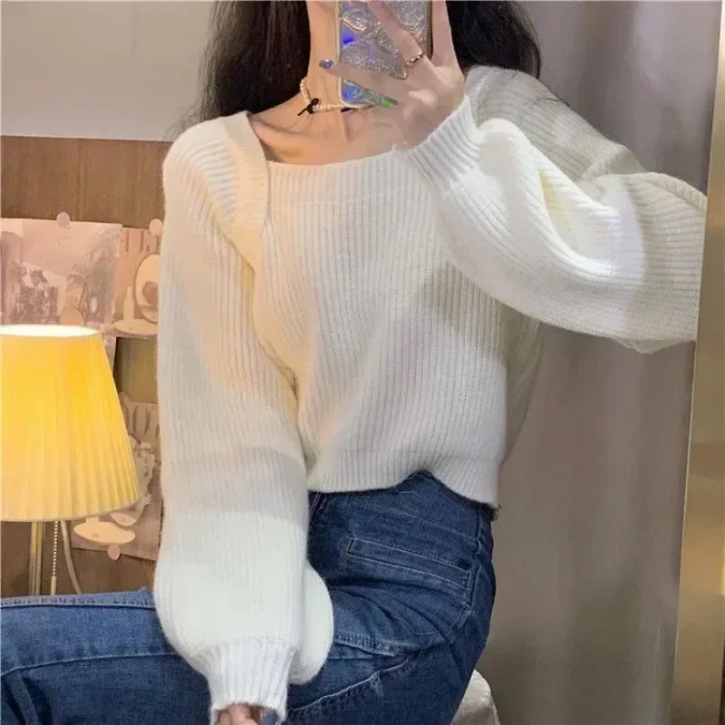 

2023 Новый однотонный Повседневный Топ с длинным рукавом и квадратным вырезом