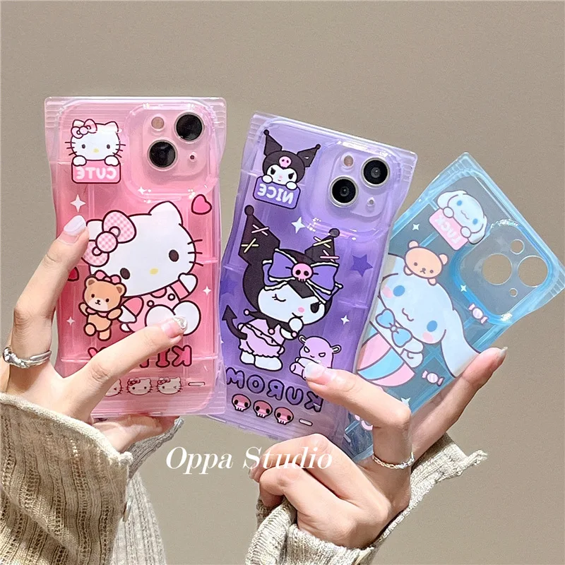 

iphone11/12/13/14pro max Kawaii Sanrio Transparent silicone material Cinnamoroll Kuromi Biscuit Candy Bag Style Phone Case Gifts