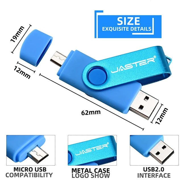 JASTER High Speed USB Flash Drive OTG Pen Drive 64gb 32gb USB Stick 16gb Rotatable Pen drive For Android Micro/PC Business gift 3