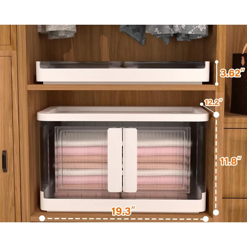 34Quart Storage Bins with Lids and Wheels, Stackable & Collapsible Closet Organizers and Storage, Foldable Storage ook,