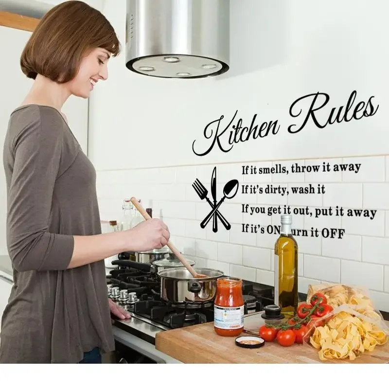 Kitchen Rules Quote Wall Stickers Home Decor DIY Vinyl Art Mural Decal Removable