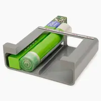 Plastic Cling Film Organizer Grey Wall Mounted Tinfoil Organizer No-Punch Space Saving Hanging Cabinet Storage Shelf for Home 1