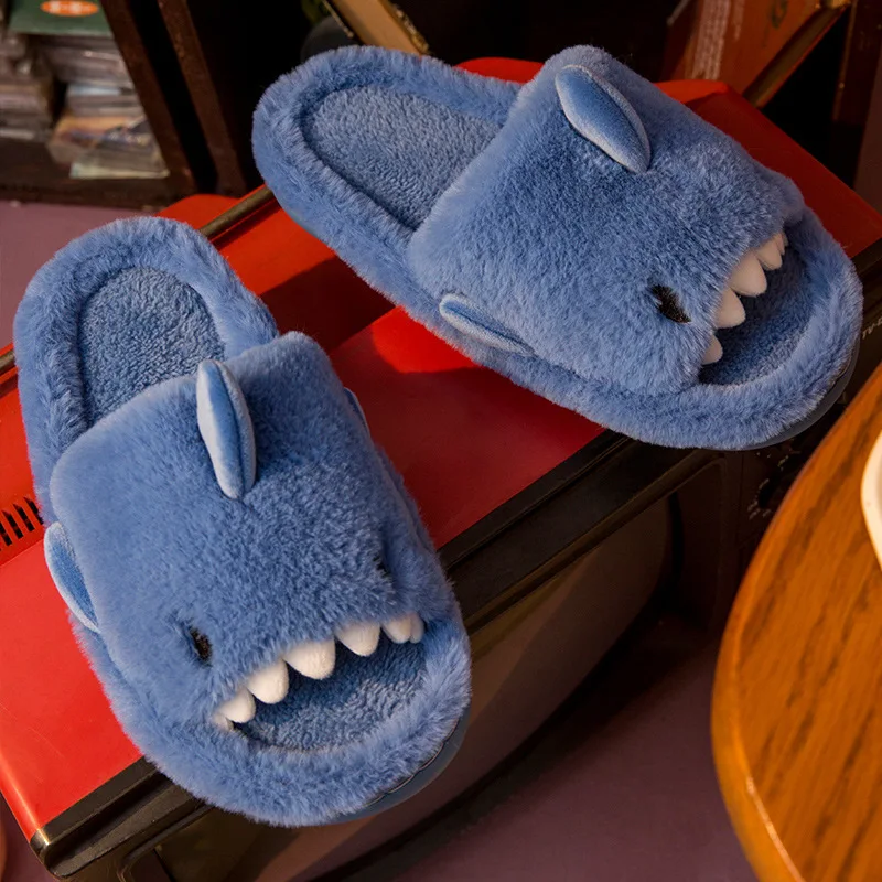 Warm Cotton Unisex Shark Slippers for Winter