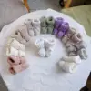 Infant Baby Neutral Booties 100% Cotton Knit Baby Socks Handmade Purple Ivory White Rainbow Baby Shoes Shower Gift 1