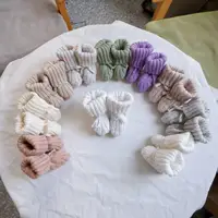 Infant Baby Neutral Booties 100% Cotton Knit Baby Socks Handmade Purple Ivory White Rainbow Baby Shoes Shower Gift 1