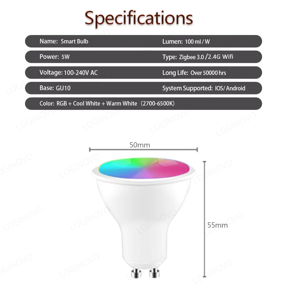 Smart LED Light Bulbs Ewelink GU10 Zigbee WiFi RGB CW WW App Control