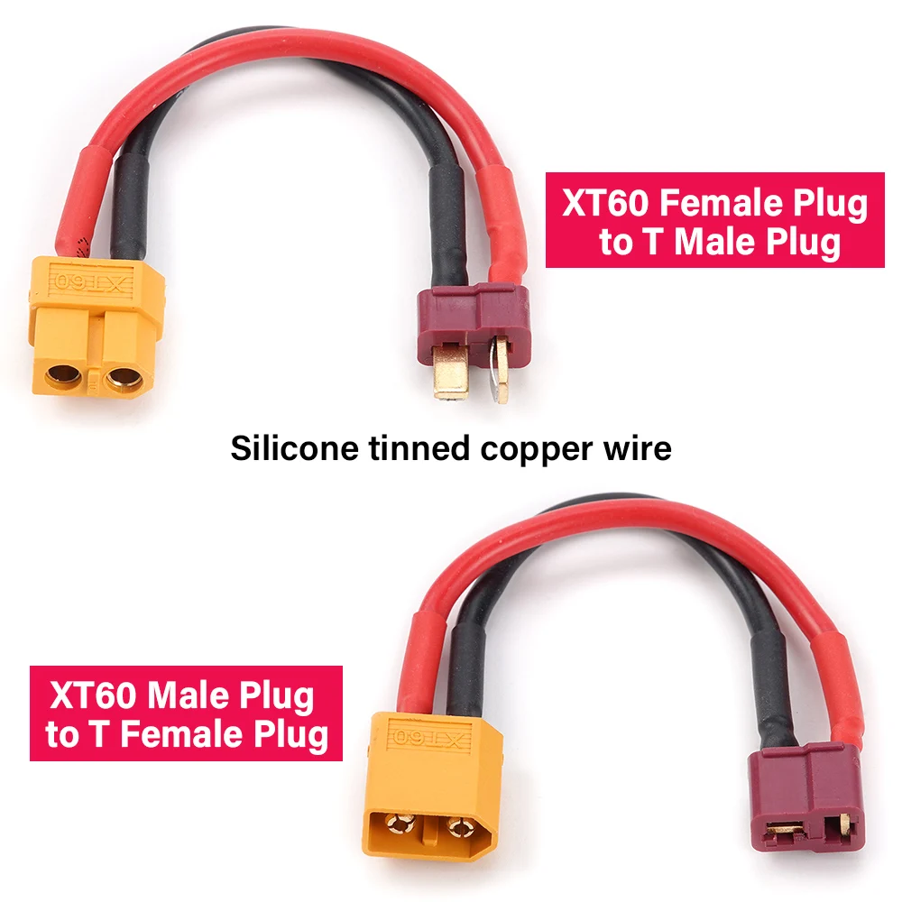 OliYin 3pcs EC2 Male To Anti-skid T-plug Style Female Connector Adapter 16awg 1.96inch/5cm Wire For RC Lipo Battery(pack Of 3