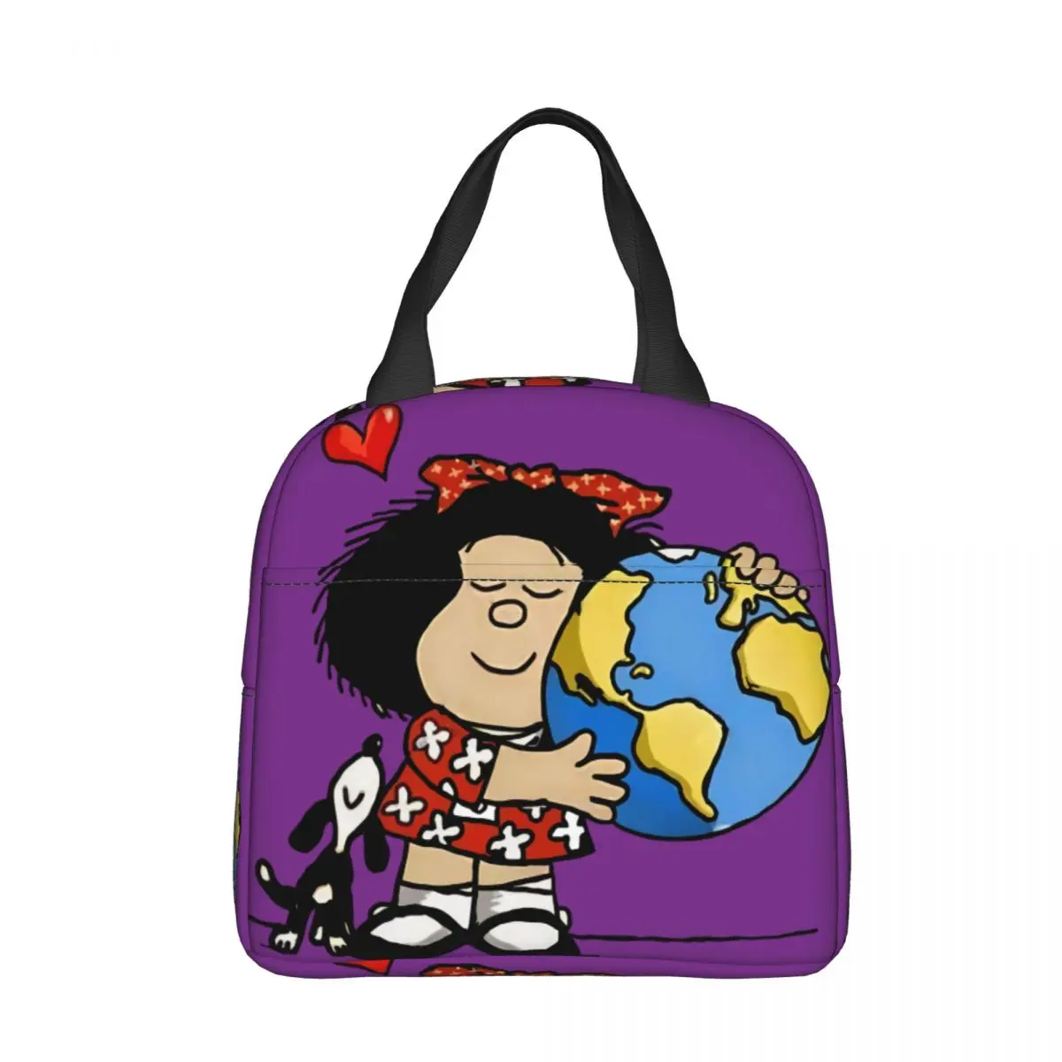 

Puppy World Pattern Cooler Lunch Box Mafalda Quino Comics Mountaineering Thermal Insulation Portable Food Bag