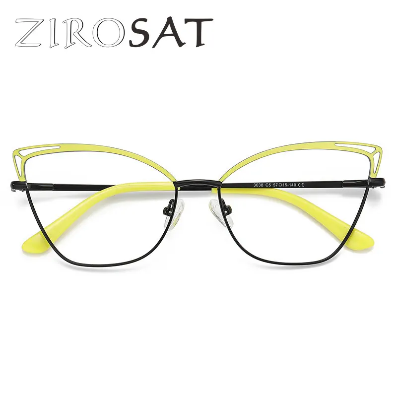 ZIROSAT 3038 광학 안경 합금 프레임, 처방 안경 Rx, 여성 에일 안경