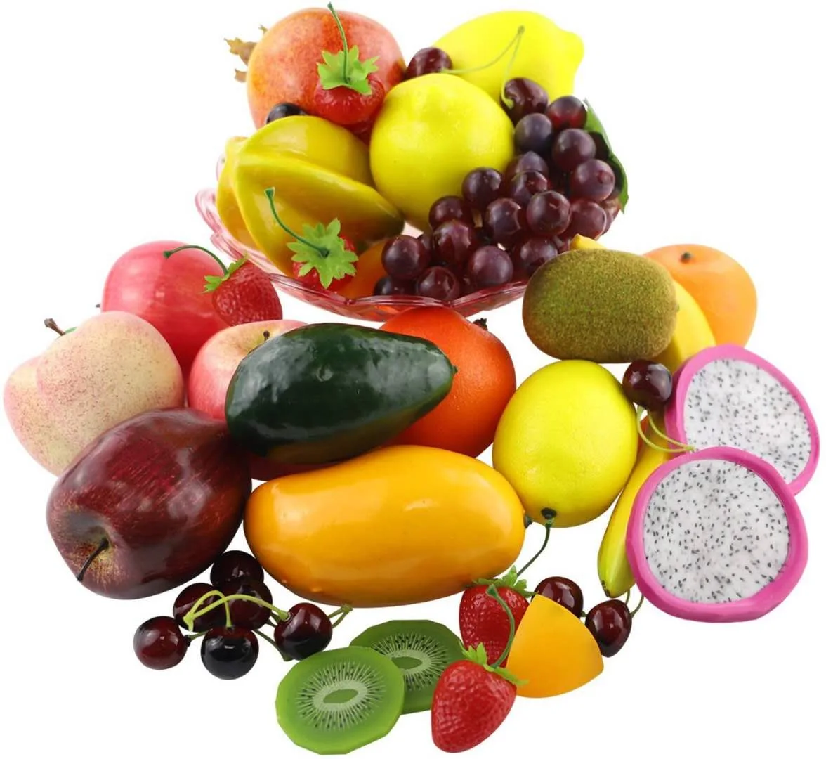 Artificial Fruits And Vegetables 2pcs Simulated Fruit Lemon Fake Apple Peaches Pomegranates Simulation Bananas Oranges Artificial Kiwifruit Window Display Pears