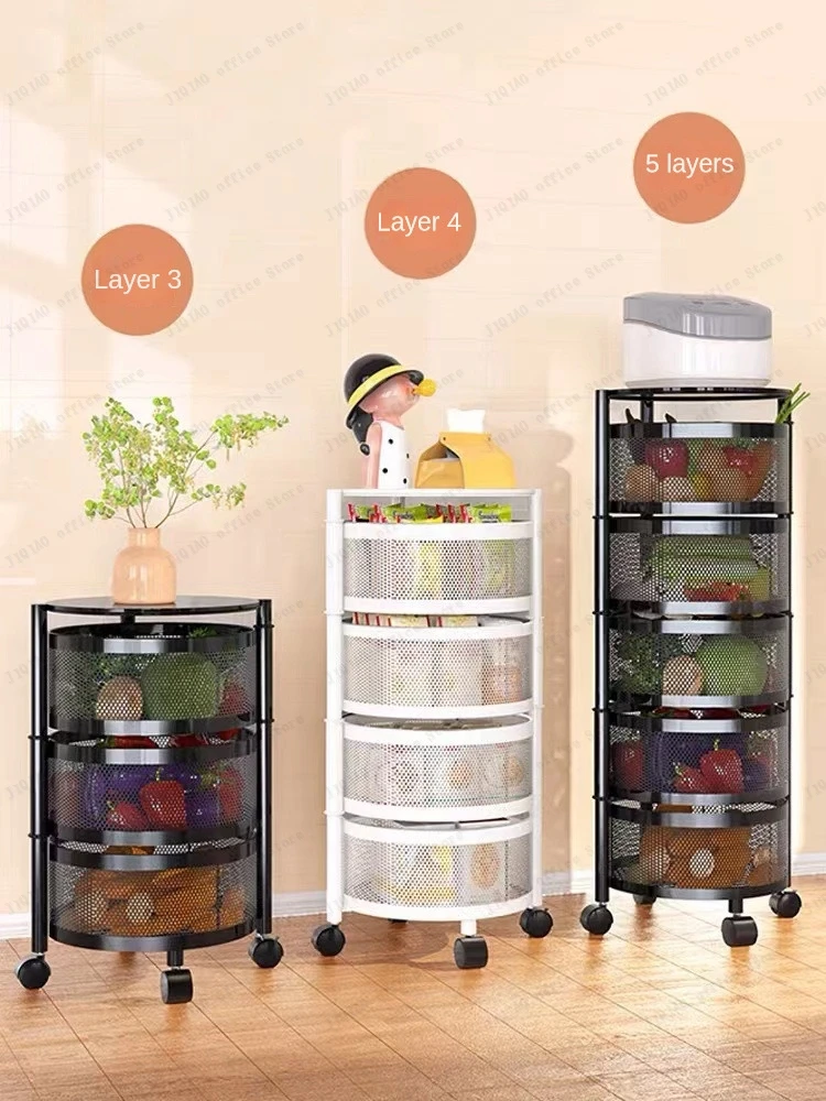スタンディング式 マルチレイヤー 円形 フルーツ&野菜バスケット Amazon.co.jp: BQKOZFIN スタッキングバスケット キッチンワゴン