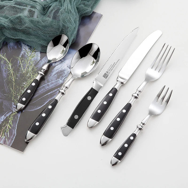 Classic Elegant Steak Knife Set Stainless Steel Highly Polished Handles Outdoor Barbecue Tourist  Delicate Utensils Dinnerware